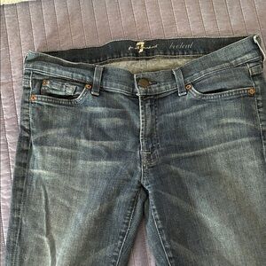 7 For All Mankind Faded Blue Straight-Leg Jeans